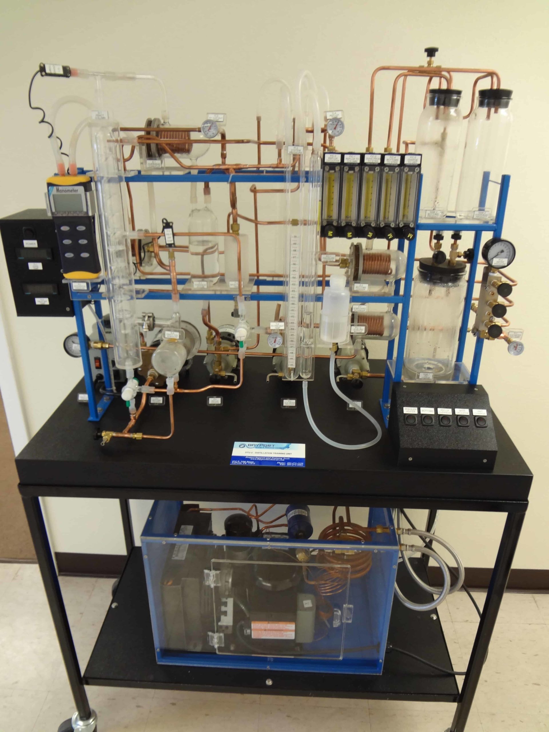 130-DTU2 | Portable Distillation Trainer – Glass, with Chiller Bayport Technical | Training Systems